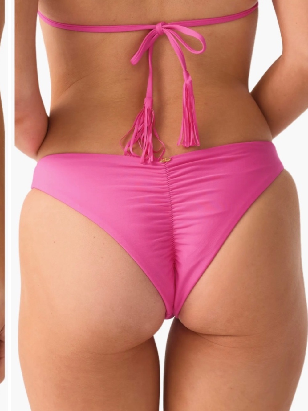 PQ SWIM Basic Ruched Teeny Bikini Bottoms Pink Small